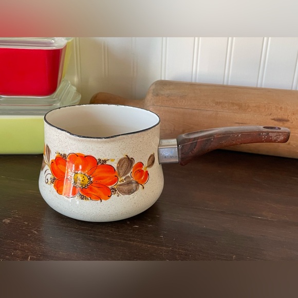 Vintage Sanko Ware Show Pans Enameled Warmer Server Pan🧡 - Picture 2 of 9